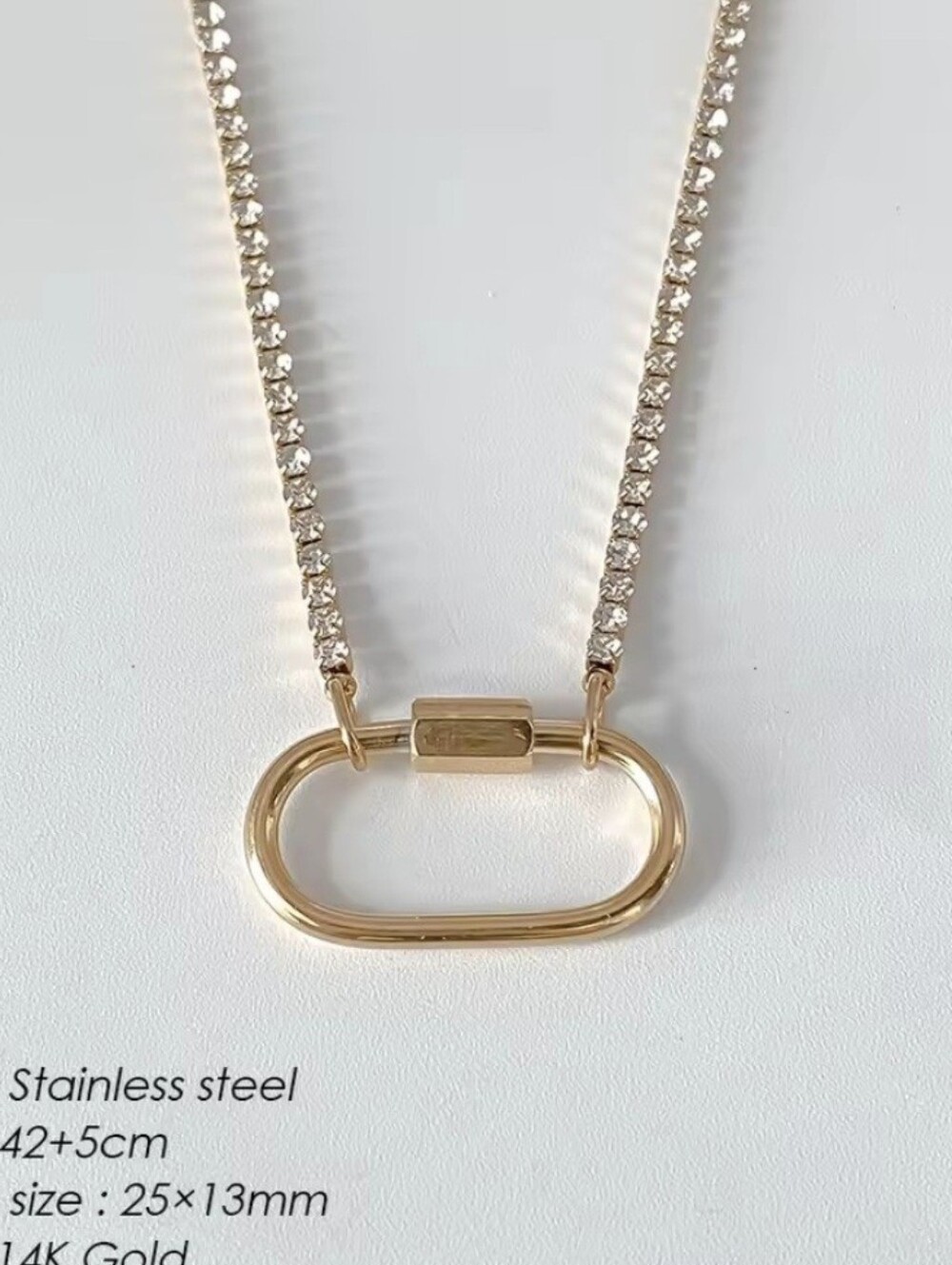 💛💛NEW💛💛 BEAUTIFUL!! Stainless Steel CZ Tennis Necklace With Carabiner Neckla